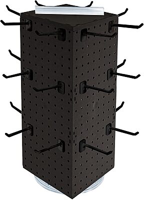Azar Displays Four-Sided Revolving 8" W x 20" H Counter Pegboard Display with 24 Hooks