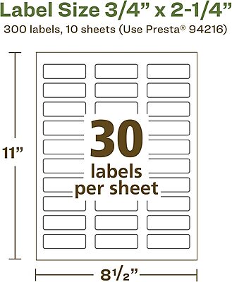 Avery EcoFriendly Matte White Recycled Rectangle Labels 0.75" x 2.25"