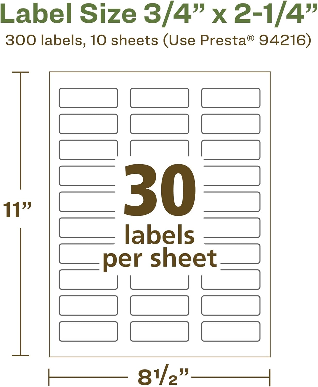 Avery EcoFriendly Matte White Recycled Rectangle Labels 0.75" x 2.25"