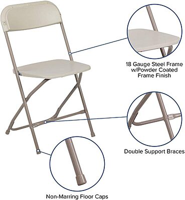 Flash Furniture Hercules Series Commercial-Grade Plastic Folding Chair - 650LB Weight Capacity