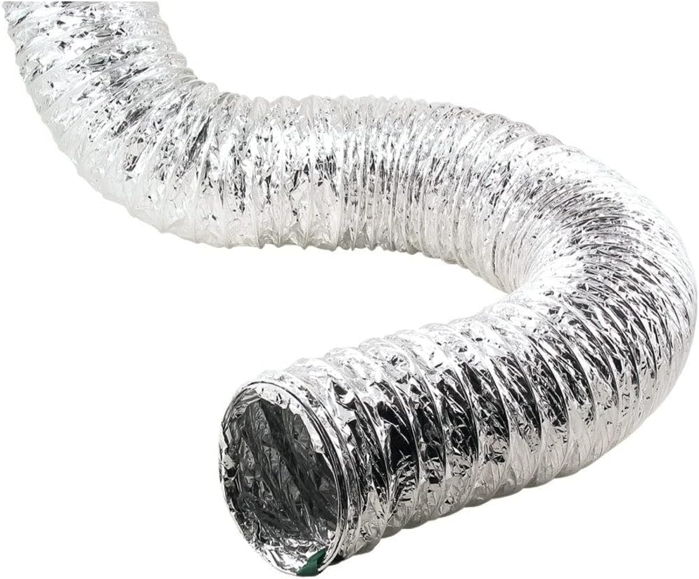Lambro LamaFlex 4-Ply Aluminum Flex Duct For Bathroom Venting, Silver, 450/TD450
