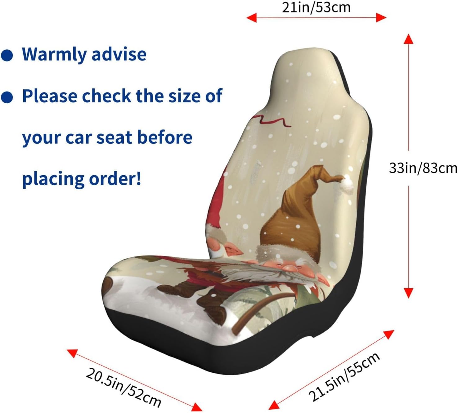 Christmas Gnomes Printed Car Seat Covers 1 Pcs - Protect Your Front Car Seats and Enhance Your Style!