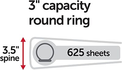 Just Basics Economy Round-Ring Nonview Binder, 3" Rings, 61% Recycled, Black
