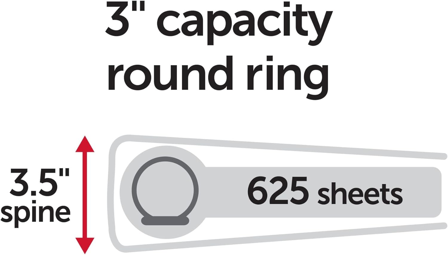 Just Basics Economy Round-Ring Nonview Binder, 3" Rings, 61% Recycled, Black