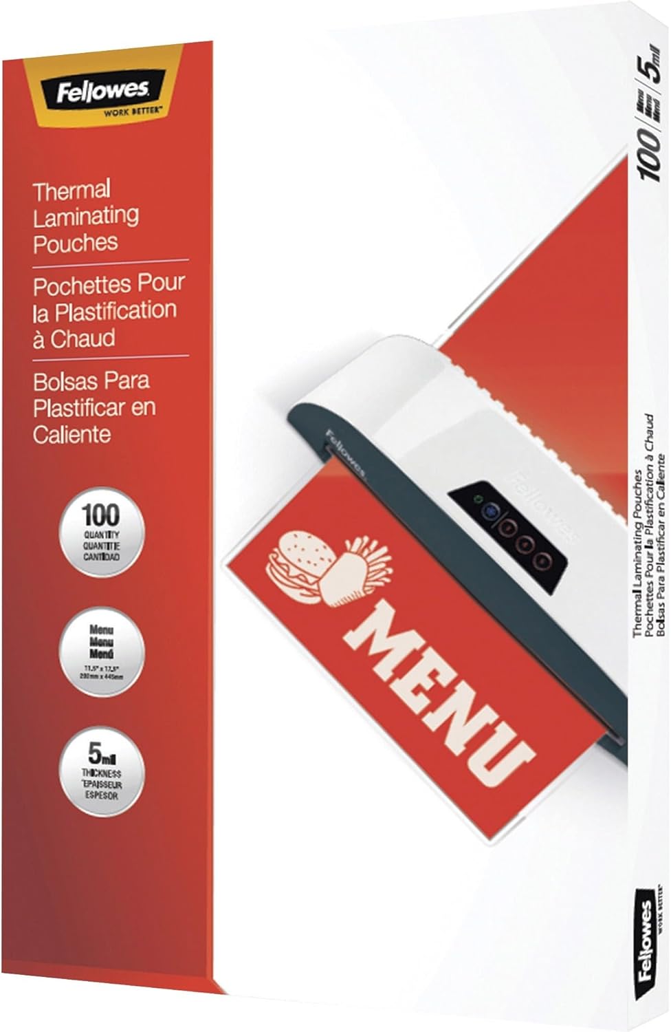 Fellowes® Thermal Laminating Pouches, 17-1/2" x 11-1/2", 5 Mil, Clear, Pack of 100