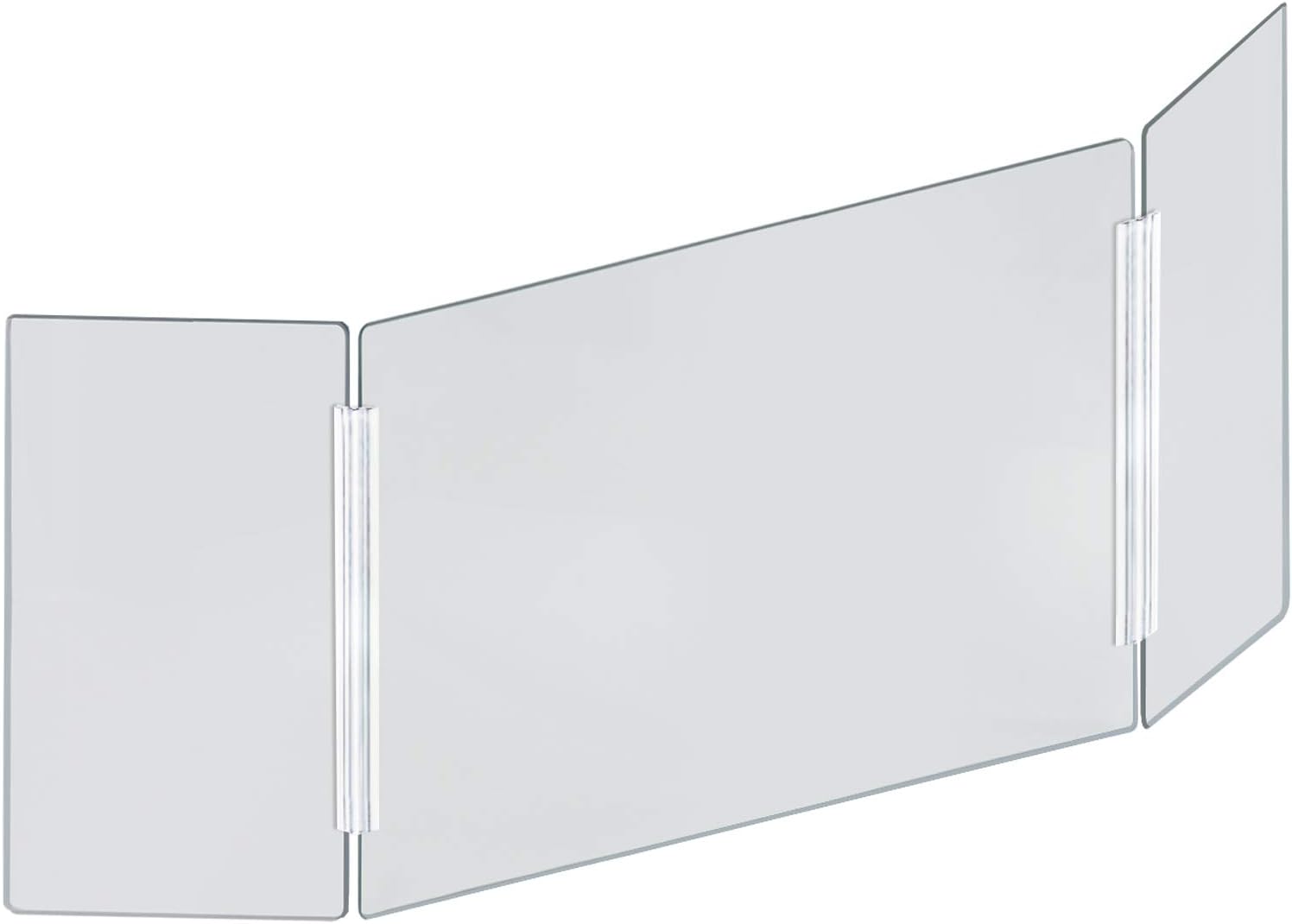 Azar Displays Tri-Fold Protective Sneeze Guard for Counter and Desk - Portable Plexiglass Barrier