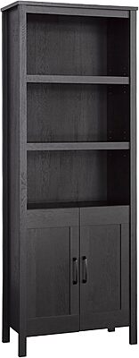 Sauder Select 72inH Bookcase with Doors, Raven Oak Finish