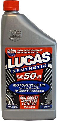 Lucas Oil SAE 50W Synthetic V-Twin Motorcycle Oil
