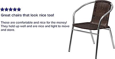 Flash Furniture Commercial Aluminum and Dark Brown Rattan Indoor-Outdoor Restaurant Stack Chair Aluminum and Dark Brown Set of 1