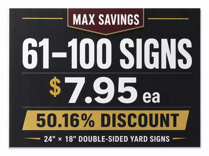 24" × 18" Signs = 61 to 100 - Discount 50.16%