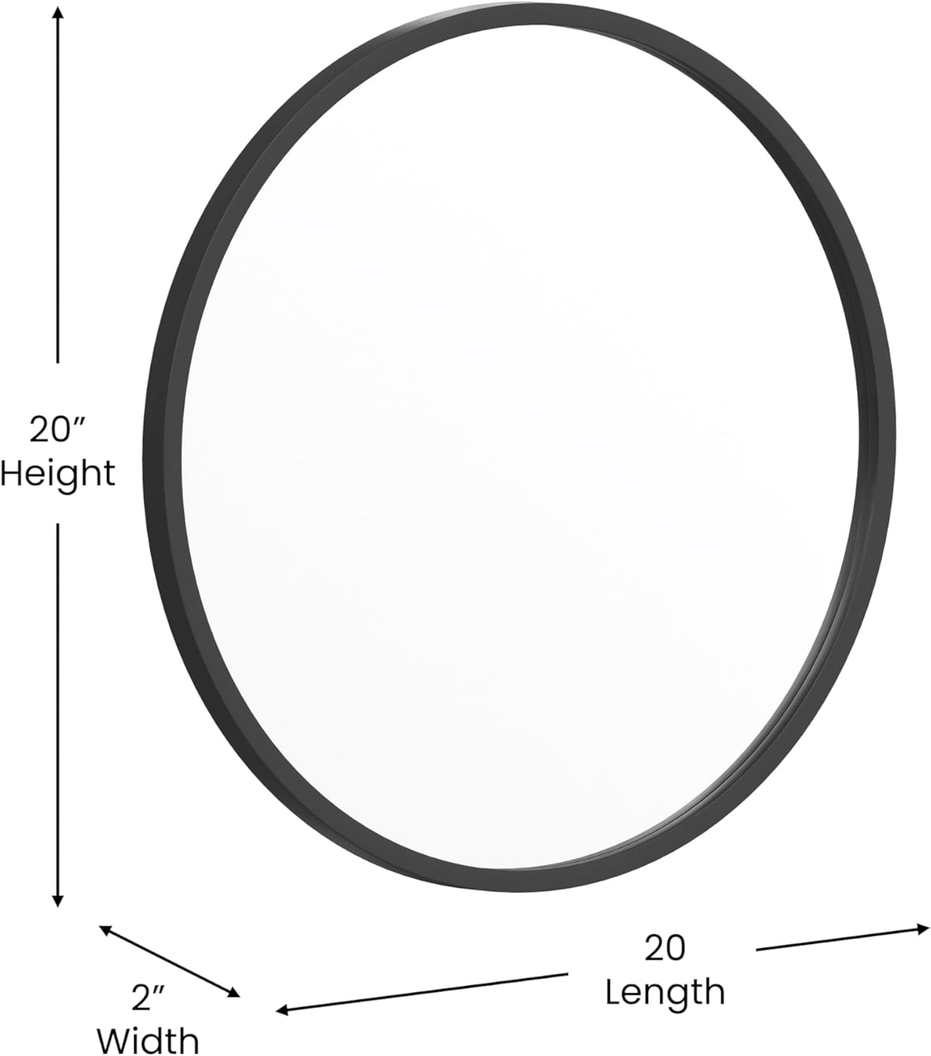 Flash Furniture Julianne Large Round Wall Mirror - Black Circle Accent Mirror