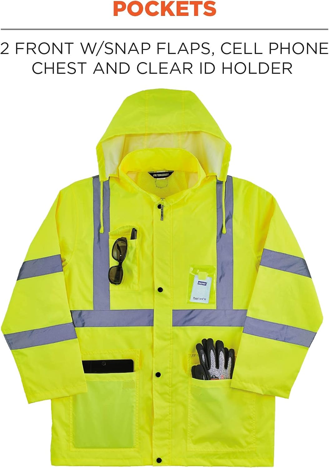 Ergodyne GloWear 8366 Lightweight Type R Class 3 High-Visibility Rain Jacket