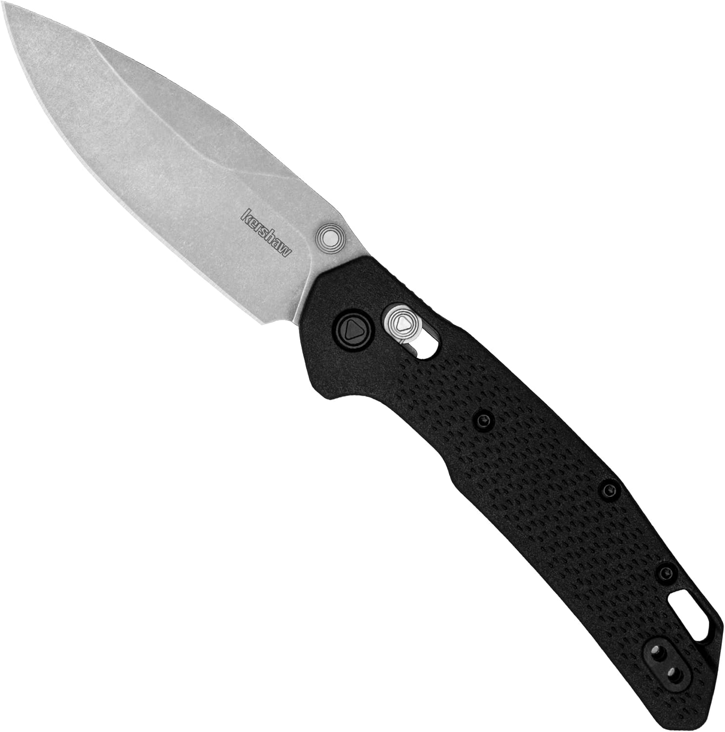 Kershaw Heist Folding Pocket Knife, 3.2 inch Clip Point D2 Steel Blade, Stonewashed Finish, DuraLock Locking Mechanism, Black