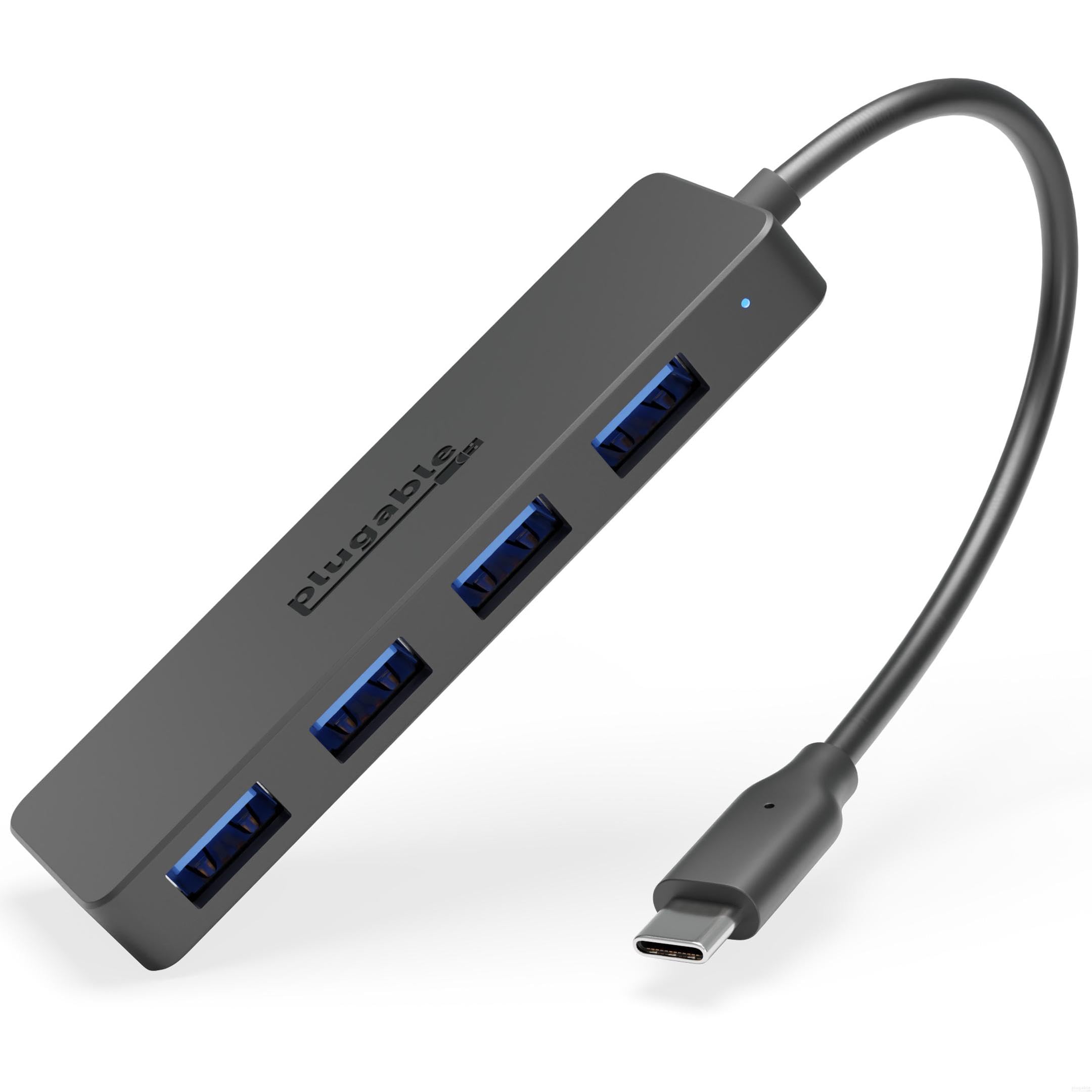 Plugable USB C to USB Adapter Hub, 4 Port USB 3.0 Hub, USB Splitter for Laptop, Compatible with Windows, MacBook Pro/Air