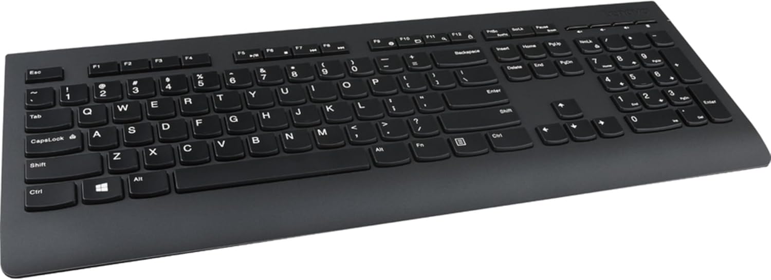 Lenovo Professional Wireless Keyboard and Mouse Combo, 2.4 GHz USB Wireless Receiver, Full Size Ambidextrous Mouse