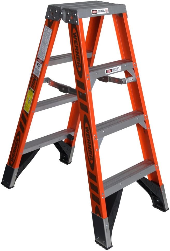 Werner Twin Stepladder,Fiberglass,IAA,4ft,T7400