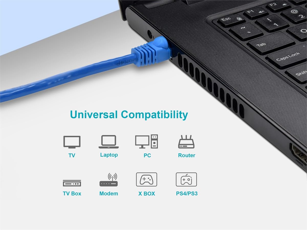 Monoprice 1FT 24AWG Cat5e 350MHz UTP Ethernet Bare Copper Network Cable - Blue
