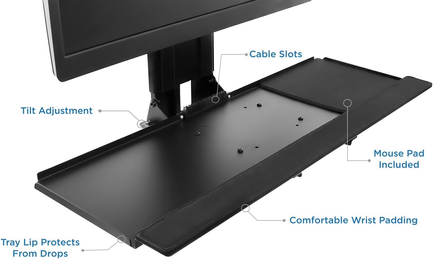 Mount-It! Monitor and Keyboard Wall Mount with CPU Holder, 25" Wide VESA Keyboard Tray (MI-7919)