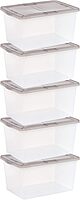 IRIS USA Plastic Storage Bin Tote with Latching Snap Lid, 58 Qt (14.5 Gal) - 5 Pack