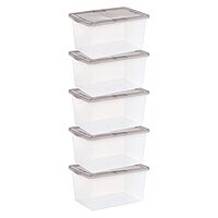 IRIS USA Plastic Storage Bin Tote with Latching Snap Lid, 58 Qt (14.5 Gal) - 5 Pack