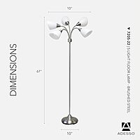 Adesso 7205-22 Multi-White Shade Floor Lamp, Adjustable Gooseneck Arms, Silver