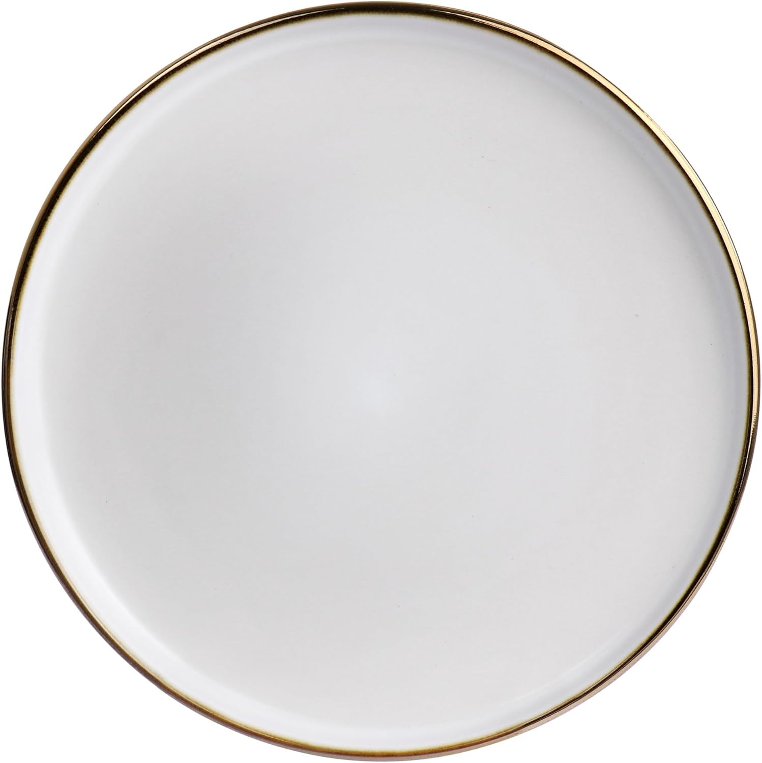 ELAMA 6-Piece Matte Stoneware Salad Plate Set with Gold Rim