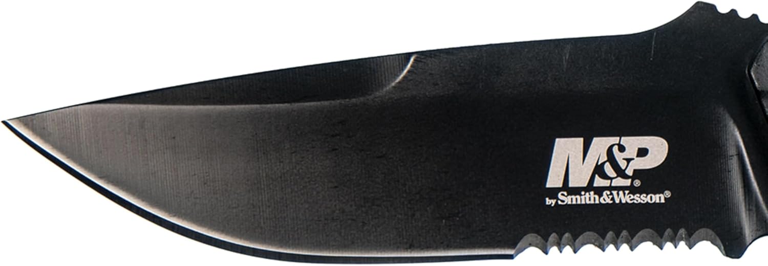Smith & Wesson M&P M2.0 9in S.S. Full Tang Thin Fixed Blade Knife with 4in Drop Point Blade and Rubber Handle for Outdoor