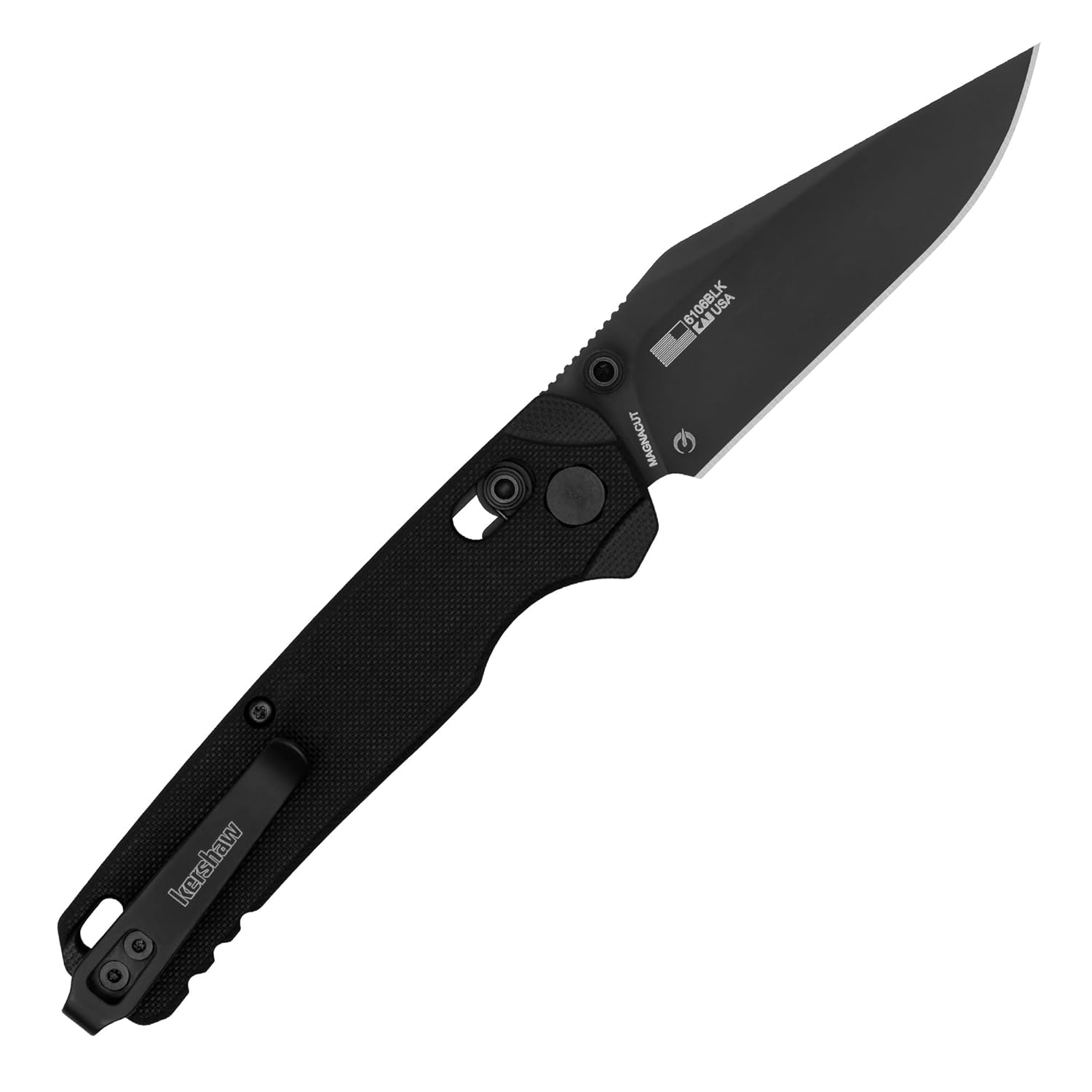 Kershaw Bel Air Clip Point Folding Pocket Knife, Magnacut Blade Steel, Black G10 Handle, Pocketclip, Made in the USA