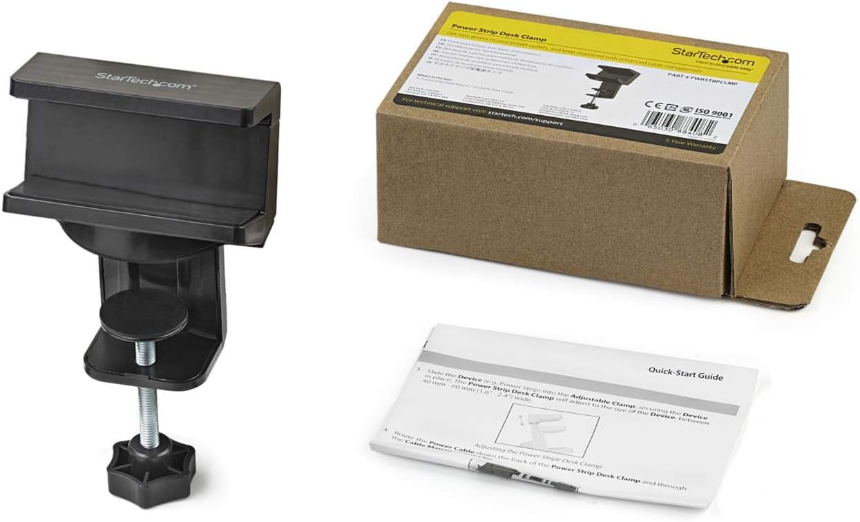 StarTech.com Universal Power Strip Desk Mount - Adjustable - Table Clamp Power Strip Holder