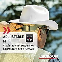 JACKSON SAFETY Cowboy-Style Full-Brim Hard Hat, Non-Vented, HDPE, Ratchet Suspension