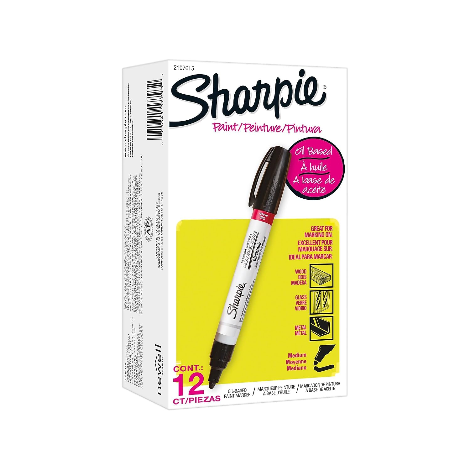 SHARPIE Tank Paint Marker, Medium Tip, Black, 12/Pack (2107615)
