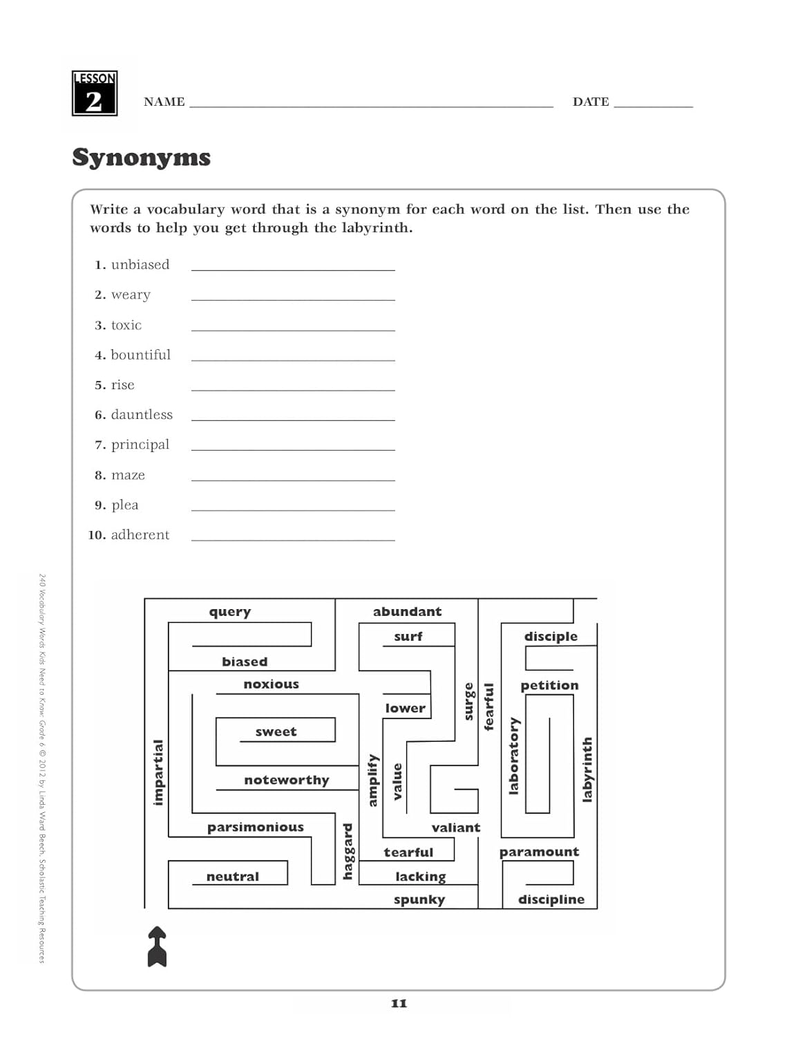 240 Vocabulary Words Kids Need to Know: Grade 6: 24 Ready-To-Reproduce Packets Inside!
