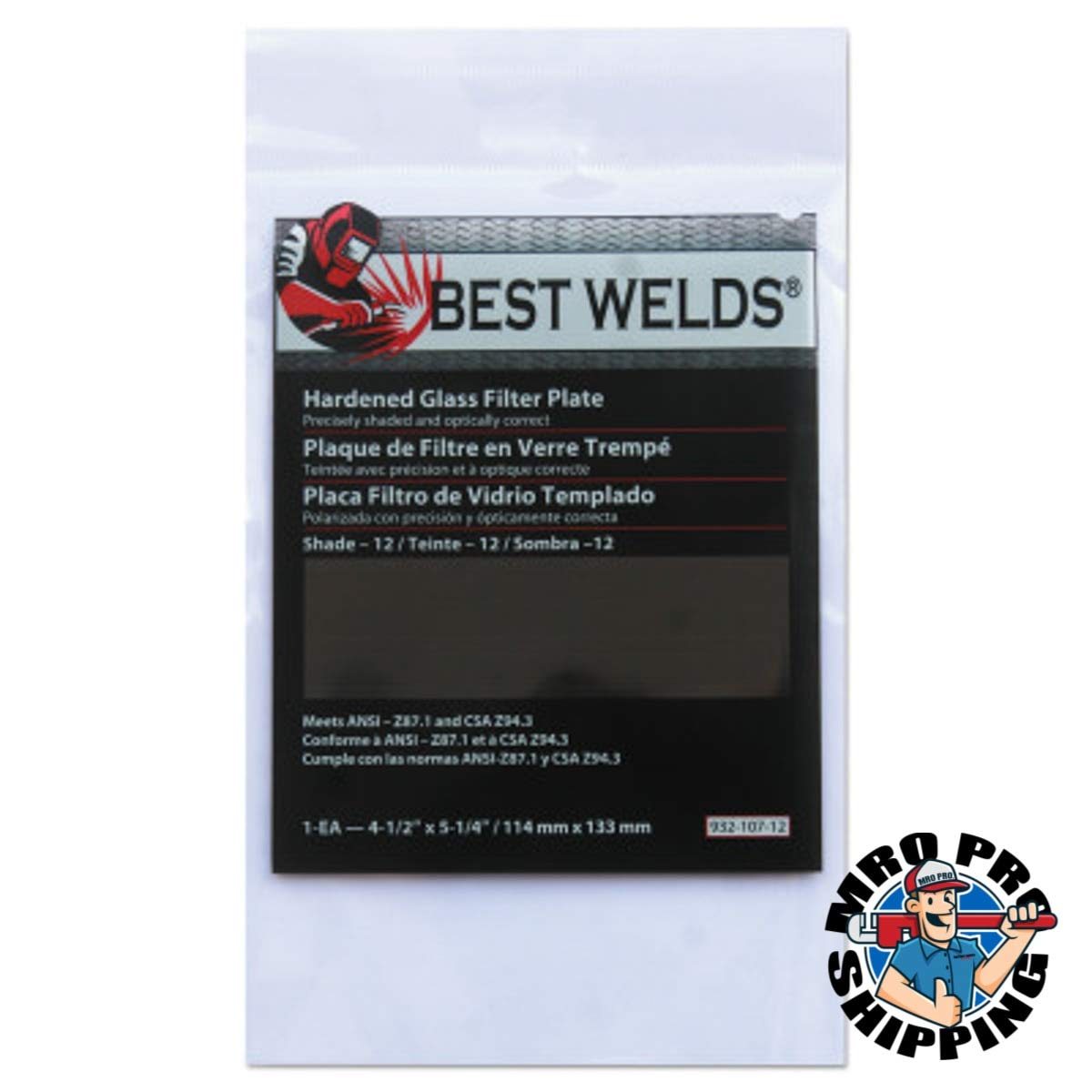 BEST WELDS 901-932-107-12 - 2" Glass Filter Plate, Shade 12, 4-1/2 x 5-1/4" Green