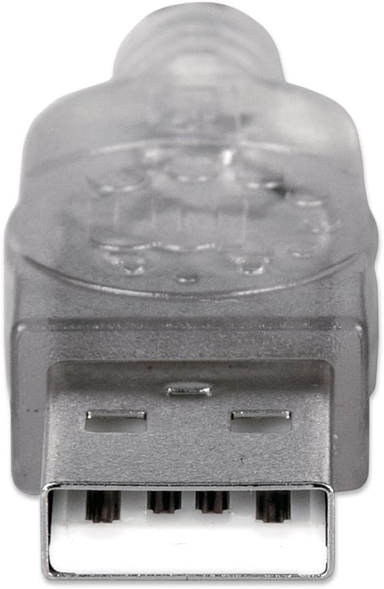 Manhattan A Male/B Male, 1.8m (6 Feet) Translucent Silver Hi-Speed USB Device Cable (333405)