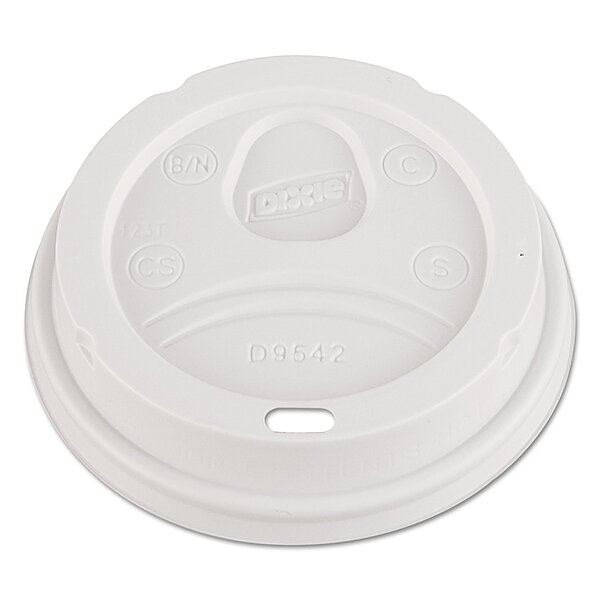 Dixie D9542W Dome Lid for 10-16 & 12-20 oz Cups, White - 100 Lids