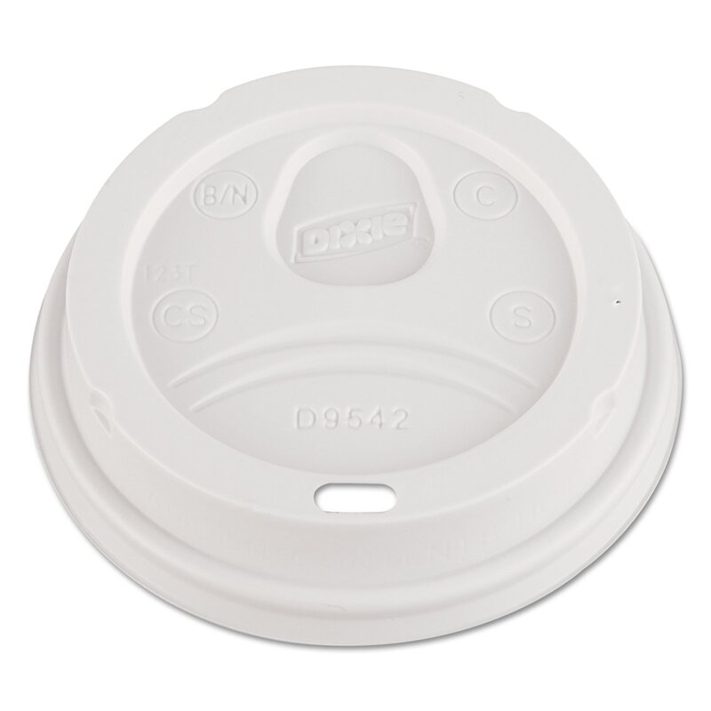 Dixie D9542W Dome Lid for 10-16 & 12-20 oz Cups, White - 100 Lids