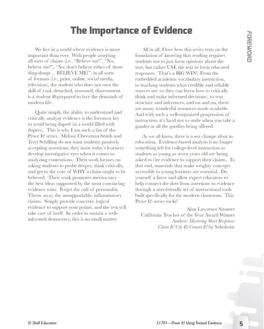 Shell Education Prove It! Using Textual Evidence, Grades 6-8