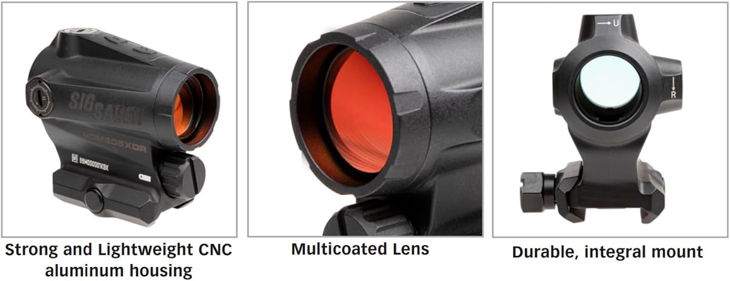 Sig Sauer ROMEO5XDR 1x20mm Red Dot Sight, Compact IPX-7 Waterproof Rifle Shooting Sight, 2 MOA/Circle Dot Dual Reticle