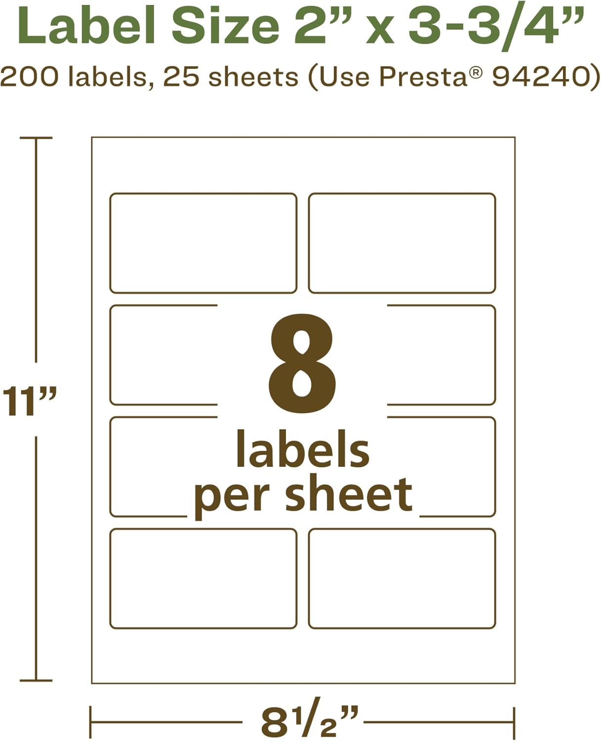 Avery EcoFriendly Matte White Recycled Rectangle Labels, 2" x 3.75", Print-to-The-Edge, Permanent Adhesive