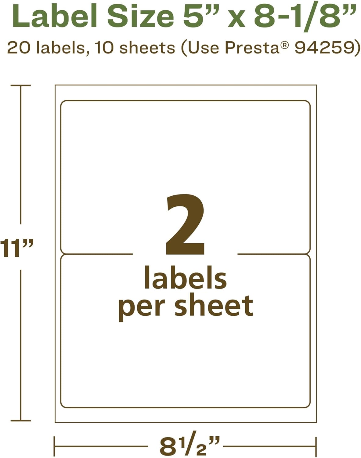 AVERY EcoFriendly Matte White Recycled Rectangle Labels, 5" x 8-1/8", Permanent Adhesive, Laser/Inkjet Printable