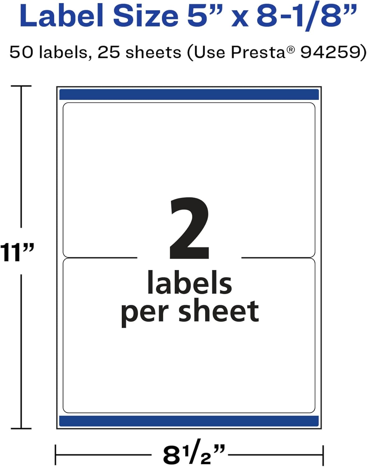 AVERY Glossy White Rectangle Labels, Sure Feed Technology, 5" x 8-1/8"