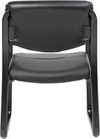 Boss Office Products Leather Sled Base Side Guest Chair, Black
