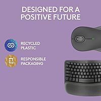 Logitech Wave Keys MK670 Wireless Ergonomic Keyboard And Signature M550 L Wireless Mouse Combo, Graphite, 920-012059