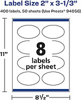 Avery Matte White Removable Oval Labels, Sure Feed Technology, Print-to-The-Edge