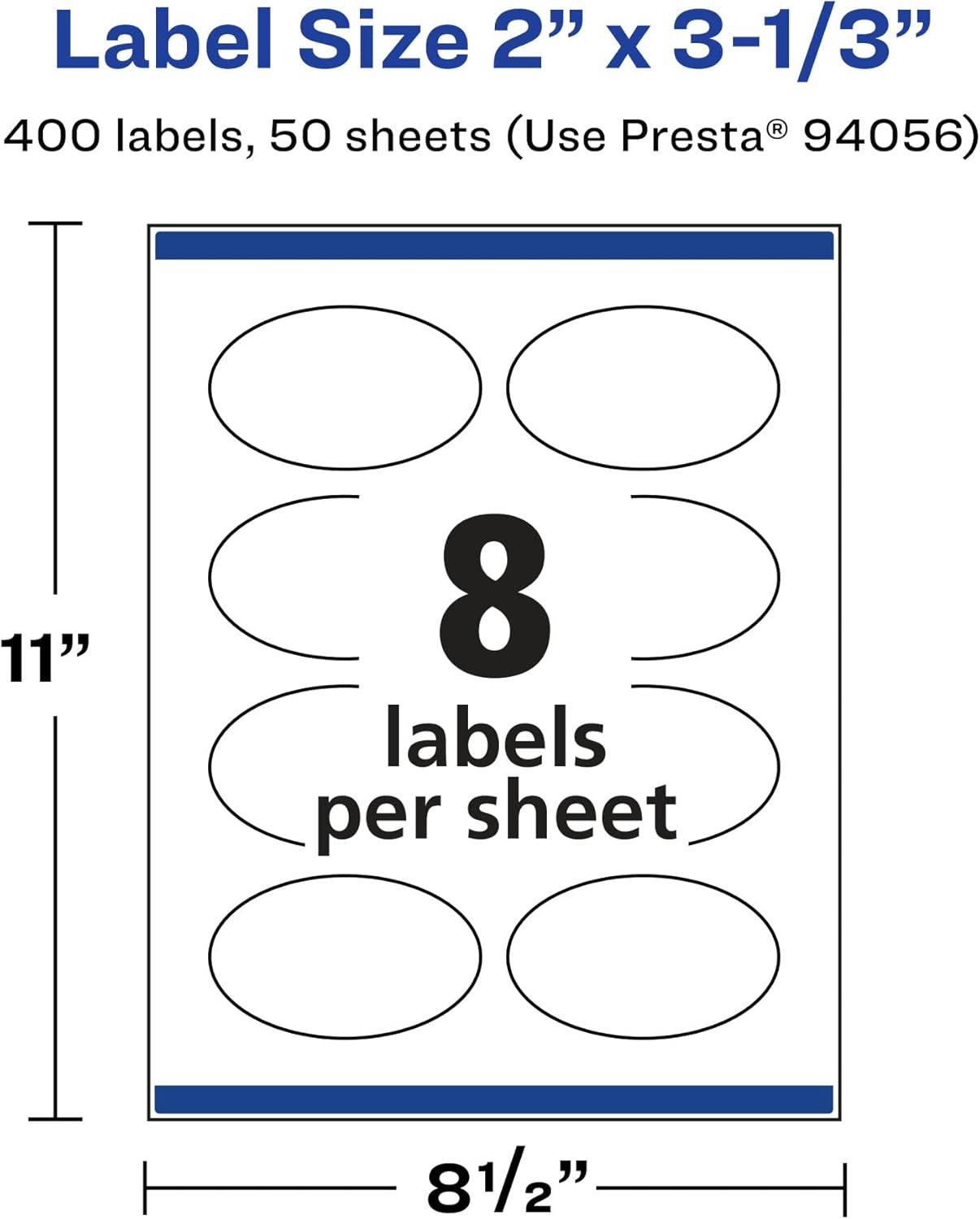 AVERY Matte White Oval Labels, Sure Feed Technology, 2" x 3-1/3"