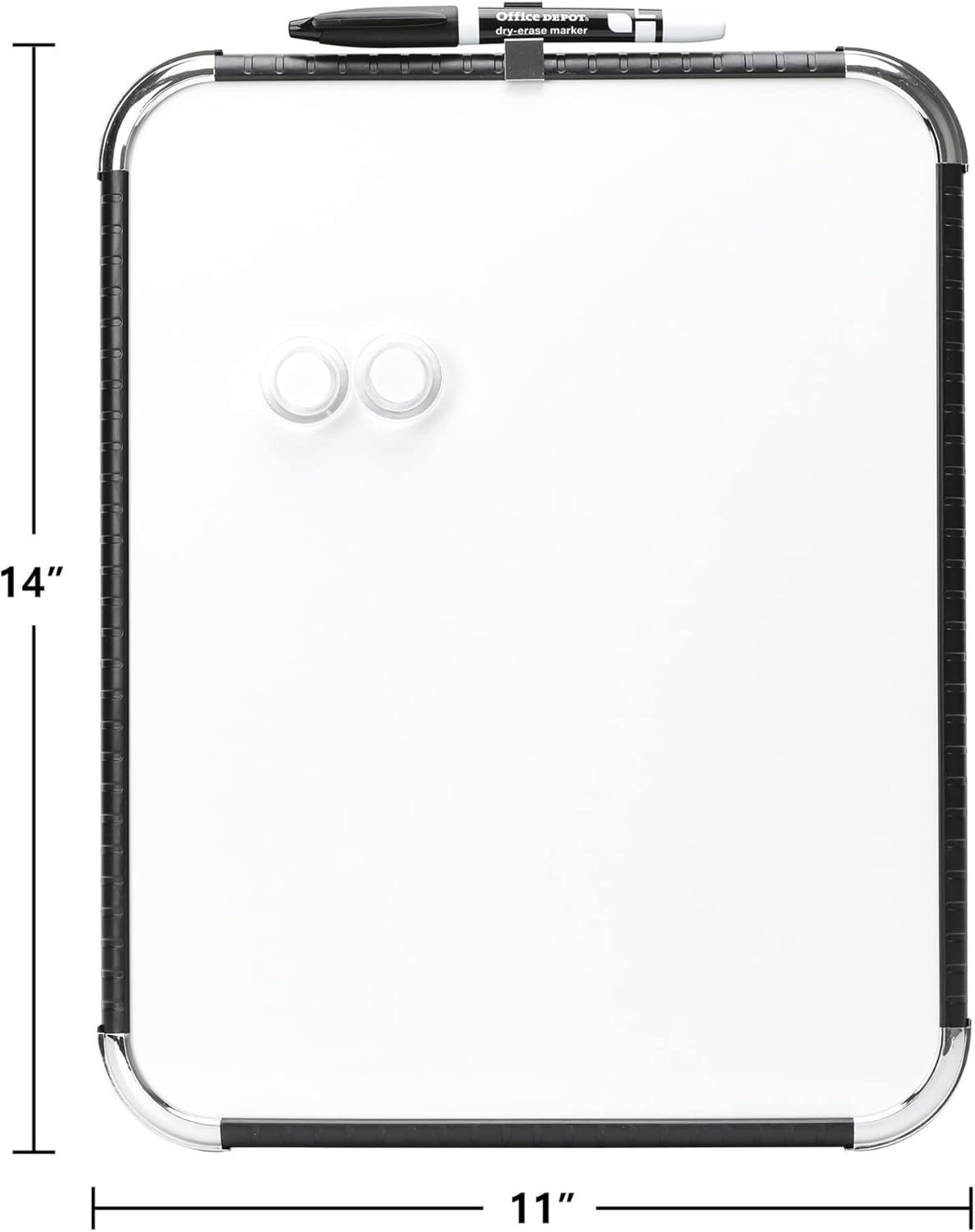 Office Depot Magnetic Dry-Erase Board, 11" x 14", White Board, Black Plastic Frame