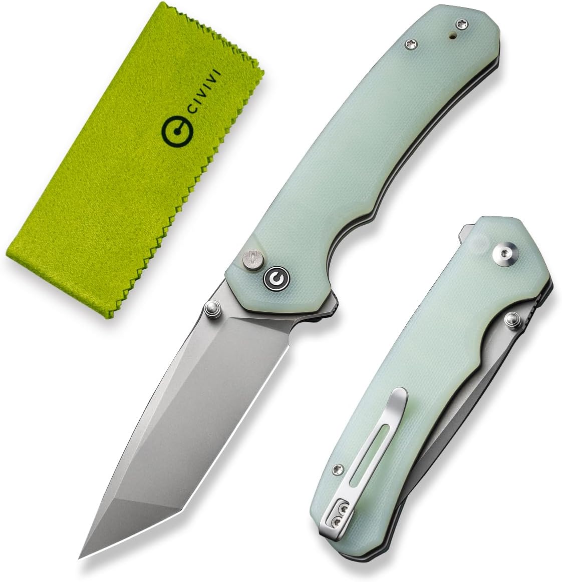 CIVIVI Brazen Folding Knife, Button Lock Pocket Knife with 3.46'' Swedish 14C28N Tanto Blade - LOW-PROFILE