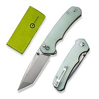 CIVIVI Brazen Folding Knife, Button Lock Pocket Knife with 3.46'' Swedish 14C28N Tanto Blade, Ultra-Grip G10 Handle, Low-Profile Clip for EDC
