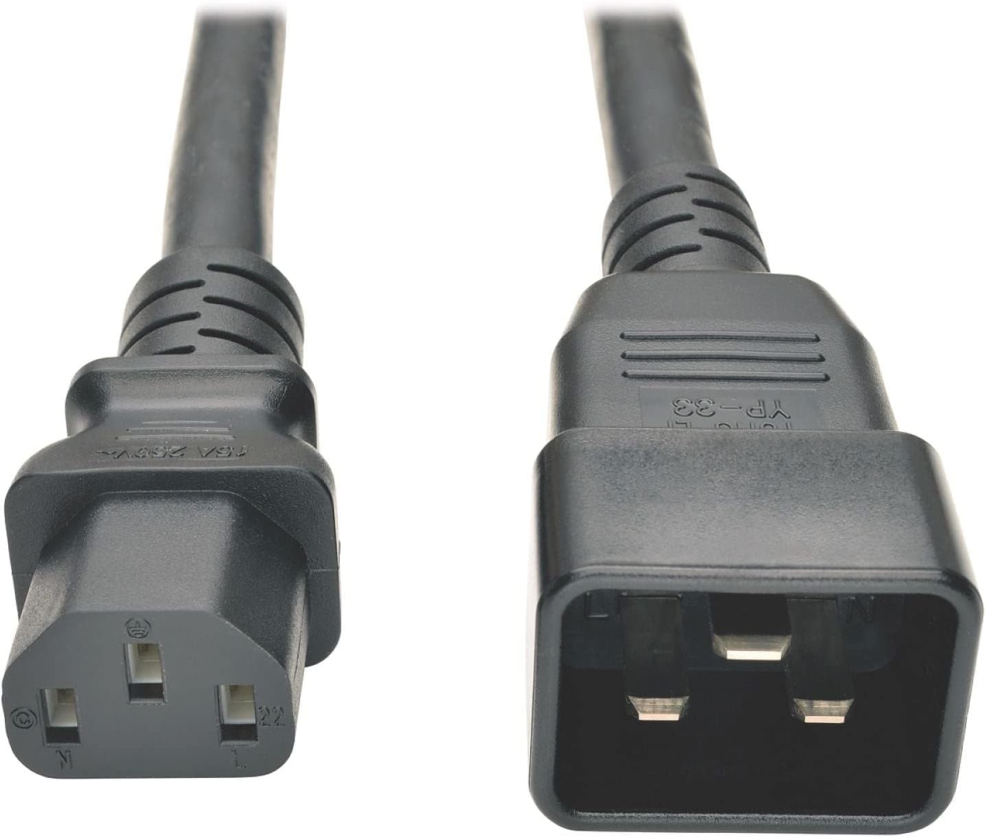 TRIPP LITE P032-003 Heavy Duty Power Cord PDU 15Amp 12AWG IEC 320 C13 C20 3', Black