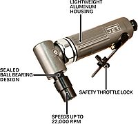 JET 1/4-Inch Pneumatic Right-Angle Die Grinder, 22000 RPM (JAT-403), Gray Right Angle Aluminum
